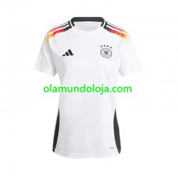 Camisola Alemanha Mulher Equipamento Primeiro Euro 2024 Manga Curta